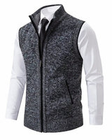Maximilian | Herren Mens Cardigan Strick-Weste Reißverschluss Stehkragen in Dunkelgrau
