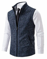 Maximilian | Herren Mens Cardigan Strick-Weste Reißverschluss Stehkragen in Blau