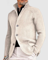 Tobias | Herren Mens Cardigan Strickjacke mit Knopfleiste Waffelstrick in Weiß