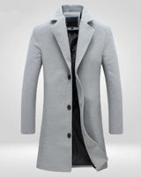 Matthias | Herren Mens Wool Coat Eleganter Einreiher Wintermantel in Grau