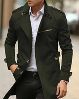 Maximilian | Herren Mens Wool Coat Eleganter Slim-Fit Trenchcoat in Grün