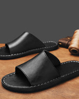 Herren Offene Zehen Slide-Sandalen mit Einteiligem Riemen in Schwarz