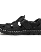 Herren offene Zehen Slide-Sandalen mit einteiligem Riemen im oberen Bereich in Schwarz