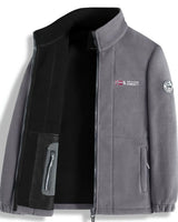 Maximilian | Herren Outdoor Fleece-Jacke mit Reißverschluss Stehkragen Wärmend in Grau