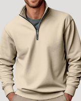 Tobias | Herren Pullover mit Viertelreißverschluss Lockere Passform Sweatshirt in Beige