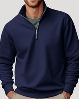 Tobias | Herren Pullover mit Viertelreißverschluss Lockere Passform Sweatshirt in Marineblau