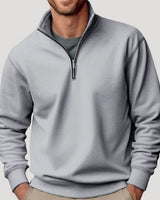 Tobias | Herren Pullover mit Viertelreißverschluss Lockere Passform Sweatshirt in Grau