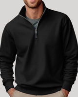 Tobias | Herren Pullover mit Viertelreißverschluss Lockere Passform Sweatshirt in Schwarz