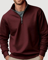 Tobias | Herren Pullover mit Viertelreißverschluss Lockere Passform Sweatshirt in Braun