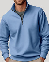 Tobias | Herren Pullover mit Viertelreißverschluss Lockere Passform Sweatshirt in Blau