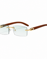 Herren Randlose Rechtecksonnenbrille in Grün