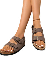 Herren Sandalen mit drei Riemen und Schnallen in Braun