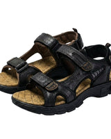 Herren-Sandalen mit drei verstellbaren Klettverschlussriemen und profilierter Laufsohle in Schwarz