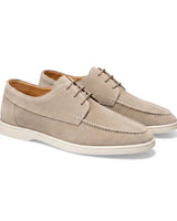 Herren-Schnürschuhe mit Mokassin-Naht und flacher Sohle in Beige