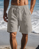 Herren Shorts mit elastischem Bund und Kordelzug in Lichtgrau