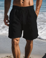 Herren Shorts mit elastischem Bund und Kordelzug in Schwarz