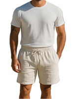 Herren Shorts mit elastischem Bund und Kordelzug in Beige