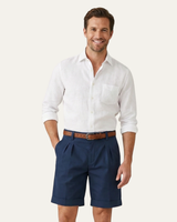 Herren Shorts mit Falten und Gürtel in Marineblau