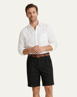 Herren Shorts mit Falten und Gürtel in Schwarz