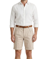 Herren Shorts mit Falten und Gürtel in Beige