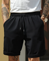 Herren Shorts mit Kordelzug und Umschlagsaum in Schwarz