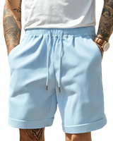 Herren Shorts mit Kordelzug und Umschlagsaum in Hellblau