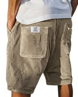 Herren Shorts mit Rippenstruktur und aufgesetzten Taschen in Khaki