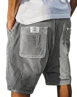 Herren Shorts mit Rippenstruktur und aufgesetzten Taschen in Grau