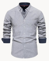 Herren Slim Fit Hemd mit Kontrastkragen in Grau