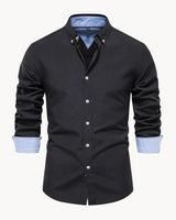 Herren Slim Fit Hemd mit Kontrastkragen in Schwarz
