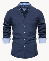 Herren Slim Fit Hemd mit Kontrastkragen in Marineblau