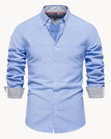 Herren Slim Fit Hemd mit Kontrastkragen in Blau