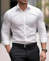 Julian | Herren Slim-Fit Knitterfreies Langarm Business-Hemd in Weiß