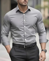 Julian | Herren Slim-Fit Knitterfreies Langarm Business-Hemd in Grau