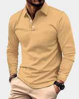Leon | Herren Slim-Fit Langarm Poloshirt Smart-Casual Kentkragen in Gelb