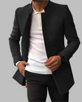Moritz | Herren Slim-Fit Wollmantel Stehkragen Eleganter Mantel in Schwarz