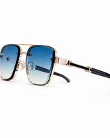 Herren Sonnenbrille mit eckigen Gläsern und Doppelsteg in Himmelblau