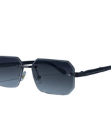 Herren Sonnenbrille mit geometrischen Gläsern und Metallsteg in Doppelgrau