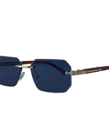 Herren Sonnenbrille mit geometrischen Gläsern und Metallsteg in Goldgrau