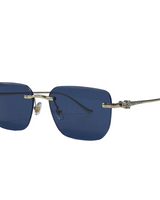 Herren Sonnenbrille mit quadratischen Gläsern und verziertem Bügeldetail in Goldgrau