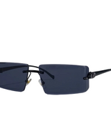 Herren Sonnenbrille mit rechteckigen Gläsern und dekorativem Bügeldetail in Schwarz Grau