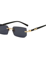 Herren Sonnenbrille mit rechteckigen Gläsern und Metallsteg in Schwarz