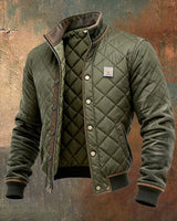 Christian | Herren Steppjacke Wattierte Mens Quilted Jacket Bomberjacke Stehkragen in Grün