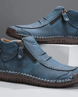 Herren Stiefeletten Lederoptik mit Reißverschluss in Blau
