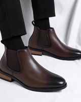 Herren Stiefeletten mit elastischen Seiteneinsätzen und Zuglaschen in Hellbraun