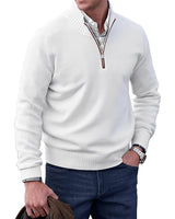 Simon | Herren Strick-Sweater Regular Fit Langarm Viertelreißverschluss in Weiß