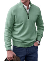 Simon | Herren Strick-Sweater Regular Fit Langarm Viertelreißverschluss in Grün