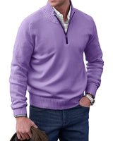 Simon | Herren Strick-Sweater Regular Fit Langarm Viertelreißverschluss in Lila