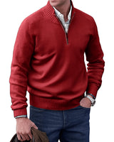 Simon | Herren Strick-Sweater Regular Fit Langarm Viertelreißverschluss in Rot