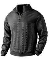 Lukas | Herren Strickpullover Zopfmuster Viertelreißverschluss Pullover in Schwarz